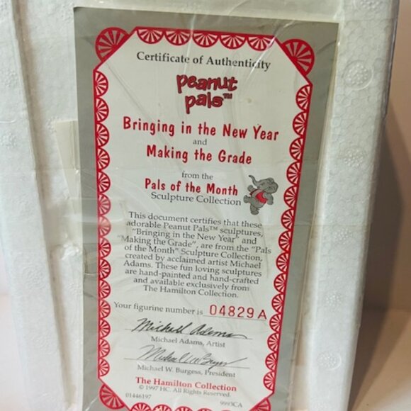 Elephant Figurine vtg Hamilton Collection BOX Pals Month New Year Making Grade - Picture 6 of 7